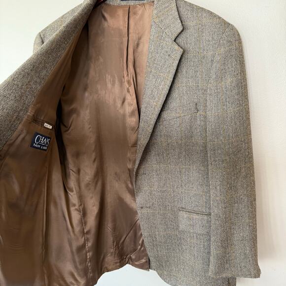 Vintage Chaps Ralph Lauren Jacket 44R Tweed Virgin Wool Blazer Sport Coat Brown - Picture 4 of 16
